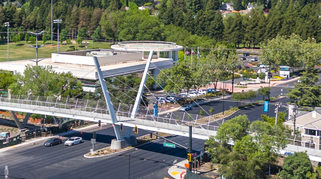 illustration of a bike/walk bridge across Bollinger Canyon Rd along the Iron Horse Trail in San Ramon