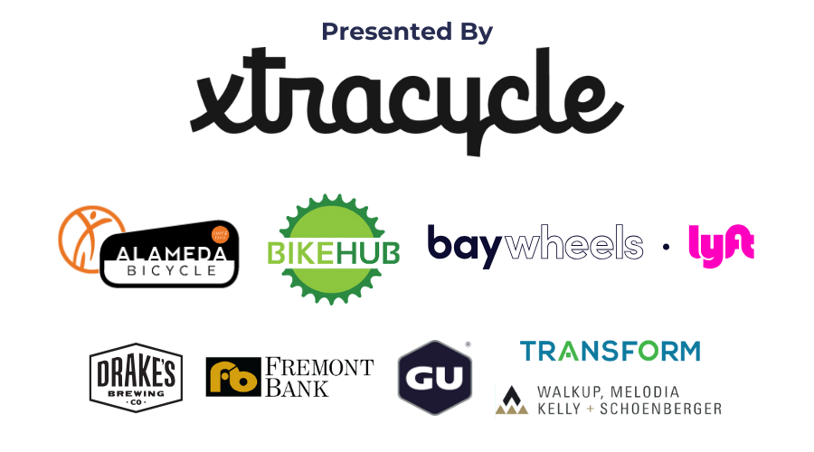 Logos for Xtracycle, Alameda Bicycle, Bike Hub, Baywheels, Lyft, Drake's Brewing, Fremont BAnk, GU Energy Labs, Transform, and Walkup, Melodia, Kelly & Schoenberger